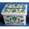 Malachite stones inlaid marble box-RE2317